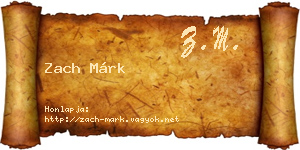 Zach Márk névjegykártya